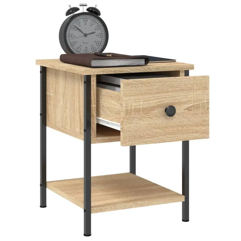 Bedside Tables 2 pcs Brown Side Cabinet Nightstand Storage Engineered Wood