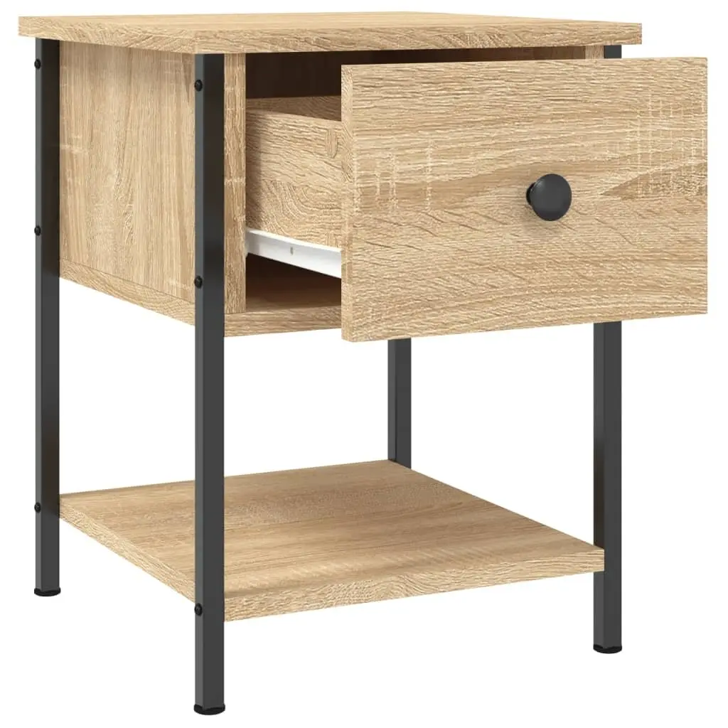 Bedside Tables 2 pcs Brown Side Cabinet Nightstand Storage Engineered Wood