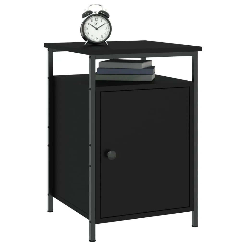 Bedside Cabinet Black 40x42x60cm Storage Table Bedroom Furniture Compact Design