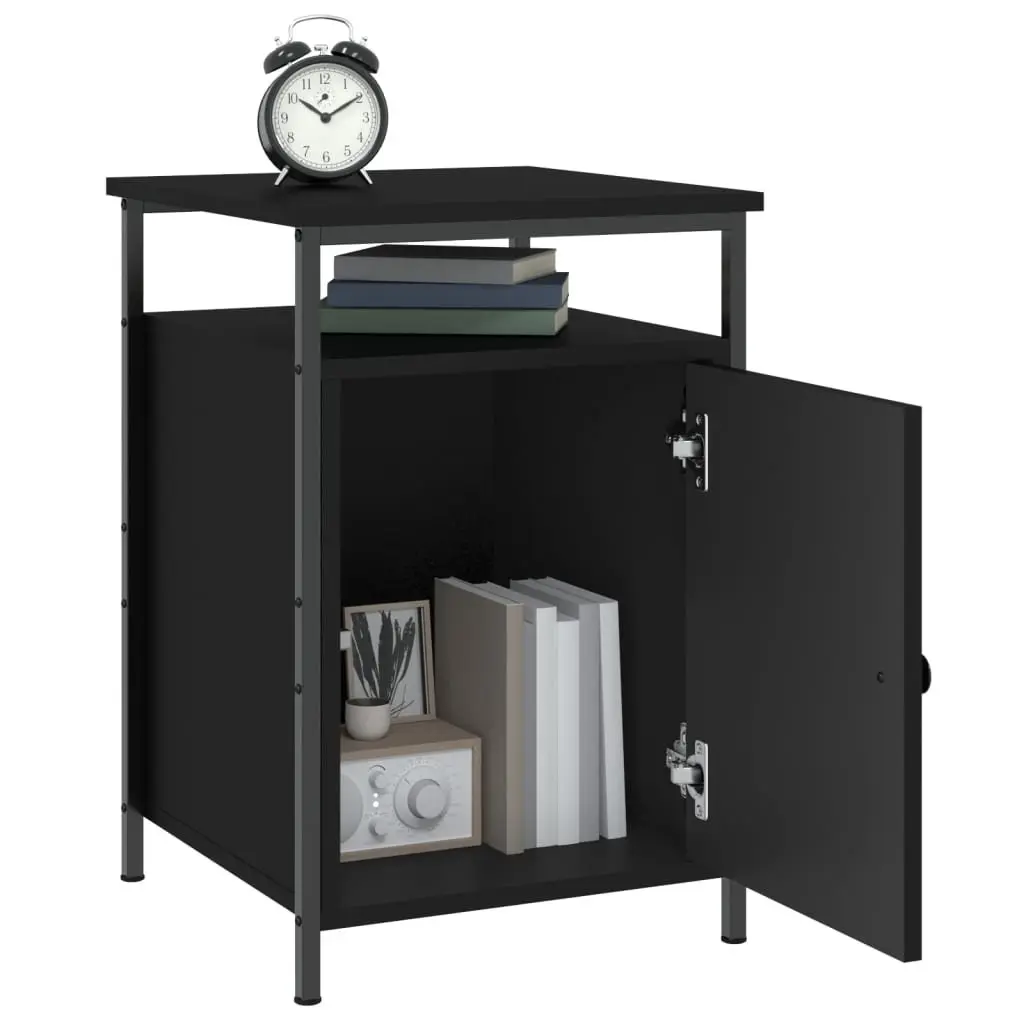 Bedside Cabinet Black 40x42x60cm Storage Table Bedroom Furniture Compact Design