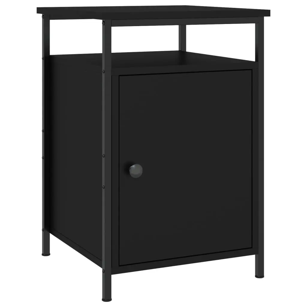 Bedside Cabinets Black Storage Compact Organiser 2 Piece