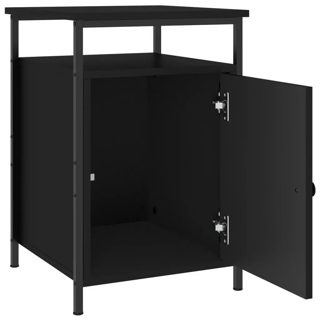 Bedside Cabinets Black Storage Compact Organiser 2 Piece