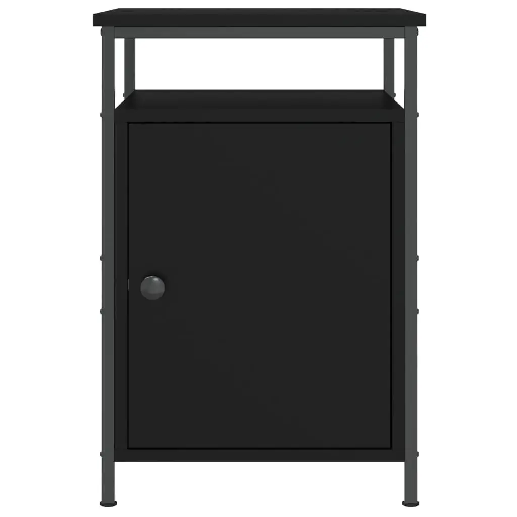 Bedside Cabinets Black Storage Compact Organiser 2 Piece