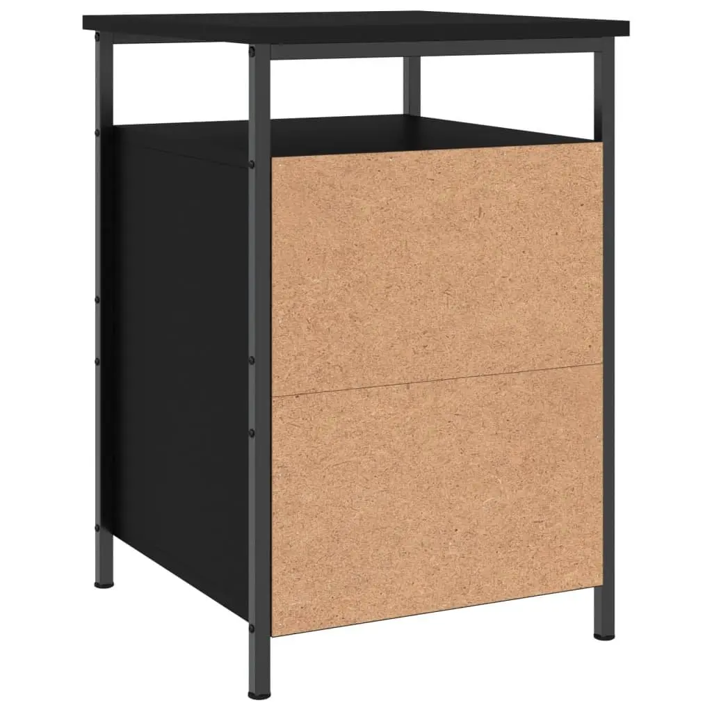 Bedside Cabinets Black Storage Compact Organiser 2 Piece