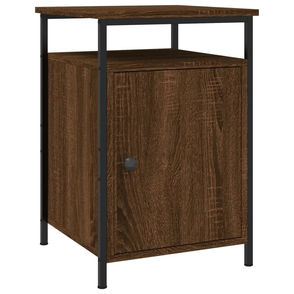 Bedside Cabinets Storage Tables 2 Piece Brown Engineered Wood