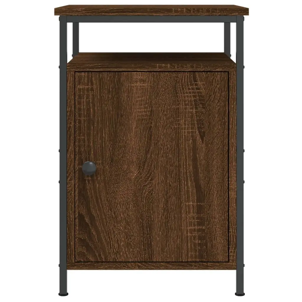 Bedside Cabinets Storage Tables 2 Piece Brown Engineered Wood