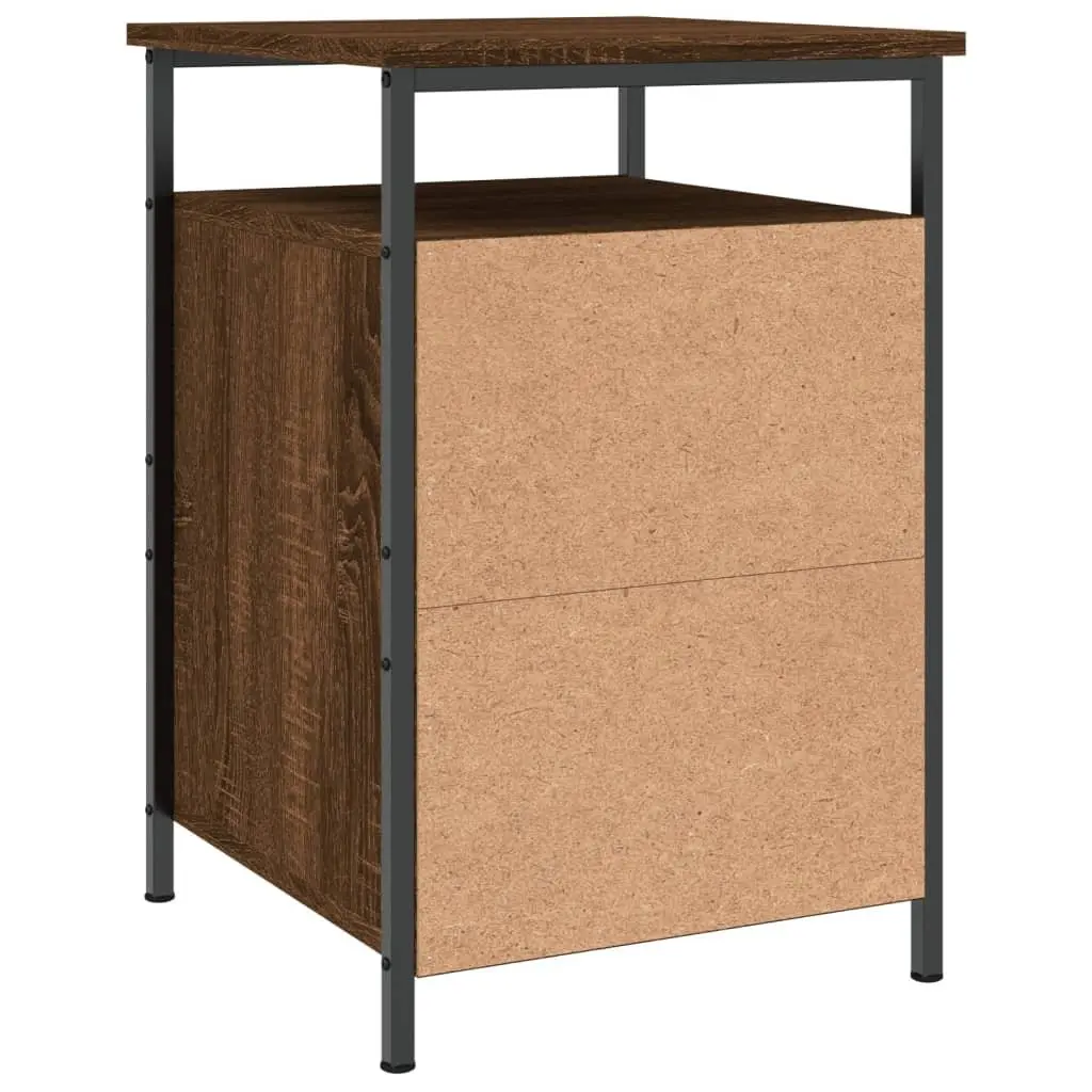 Bedside Cabinets Storage Tables 2 Piece Brown Engineered Wood