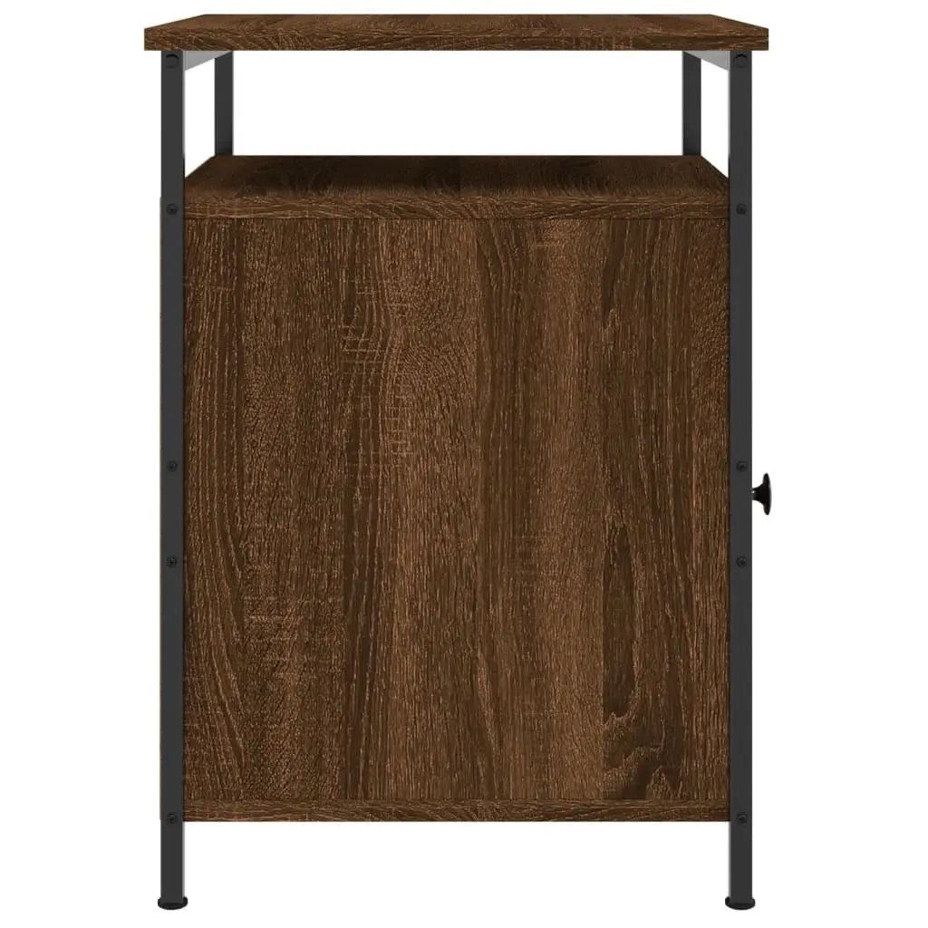 Bedside Cabinets Storage Tables 2 Piece Brown Engineered Wood