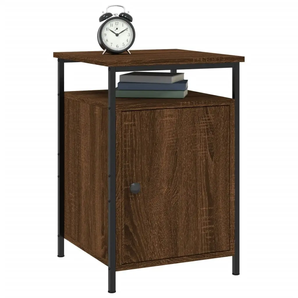 Bedside Cabinets Storage Tables 2 Piece Brown Engineered Wood