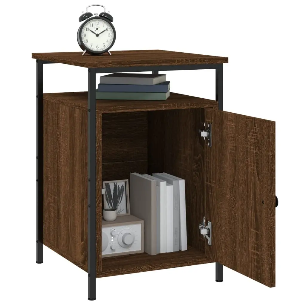 Bedside Cabinets Storage Tables 2 Piece Brown Engineered Wood