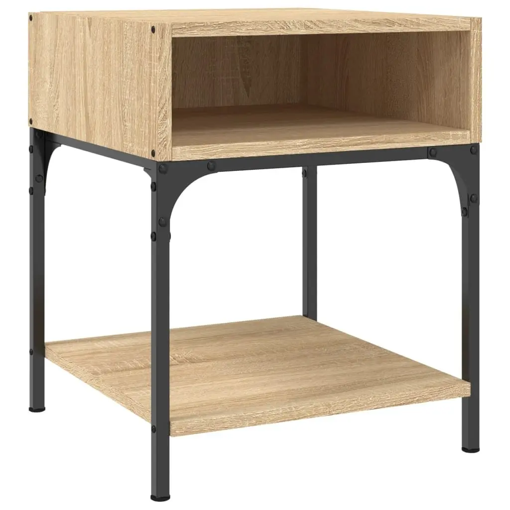 Bedside Table Nightstand Storage Cabinet Engineered Wood Sonoma Oak Brown