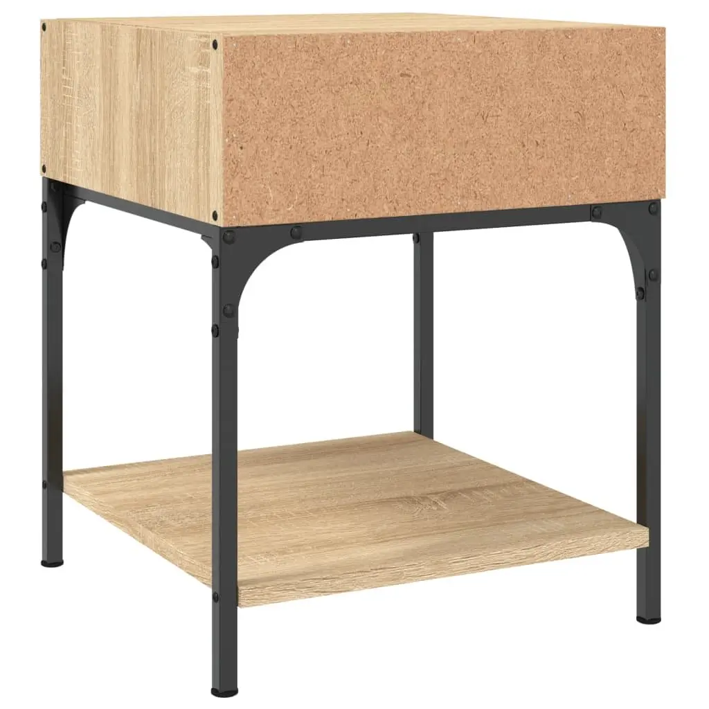 Bedside Table Nightstand Storage Cabinet Engineered Wood Sonoma Oak Brown