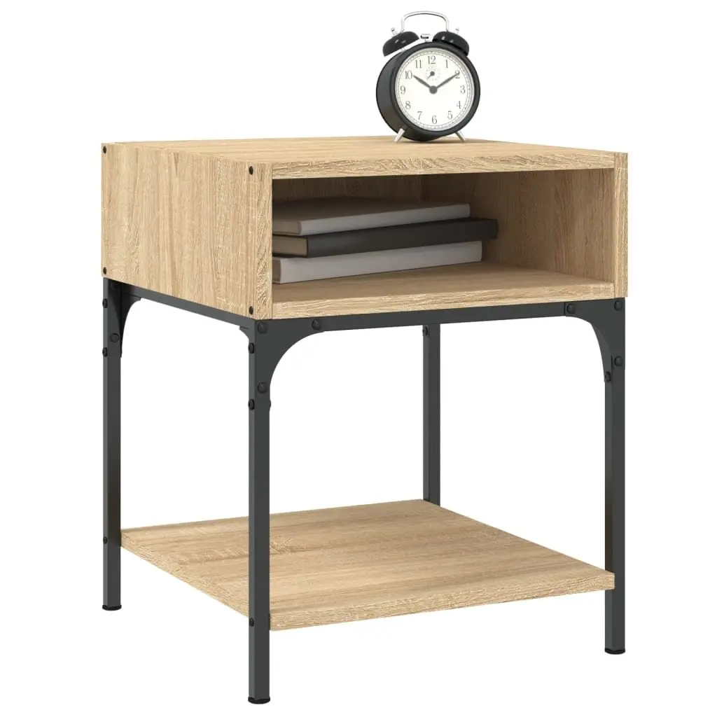 Bedside Table Nightstand Storage Cabinet Engineered Wood Sonoma Oak Brown