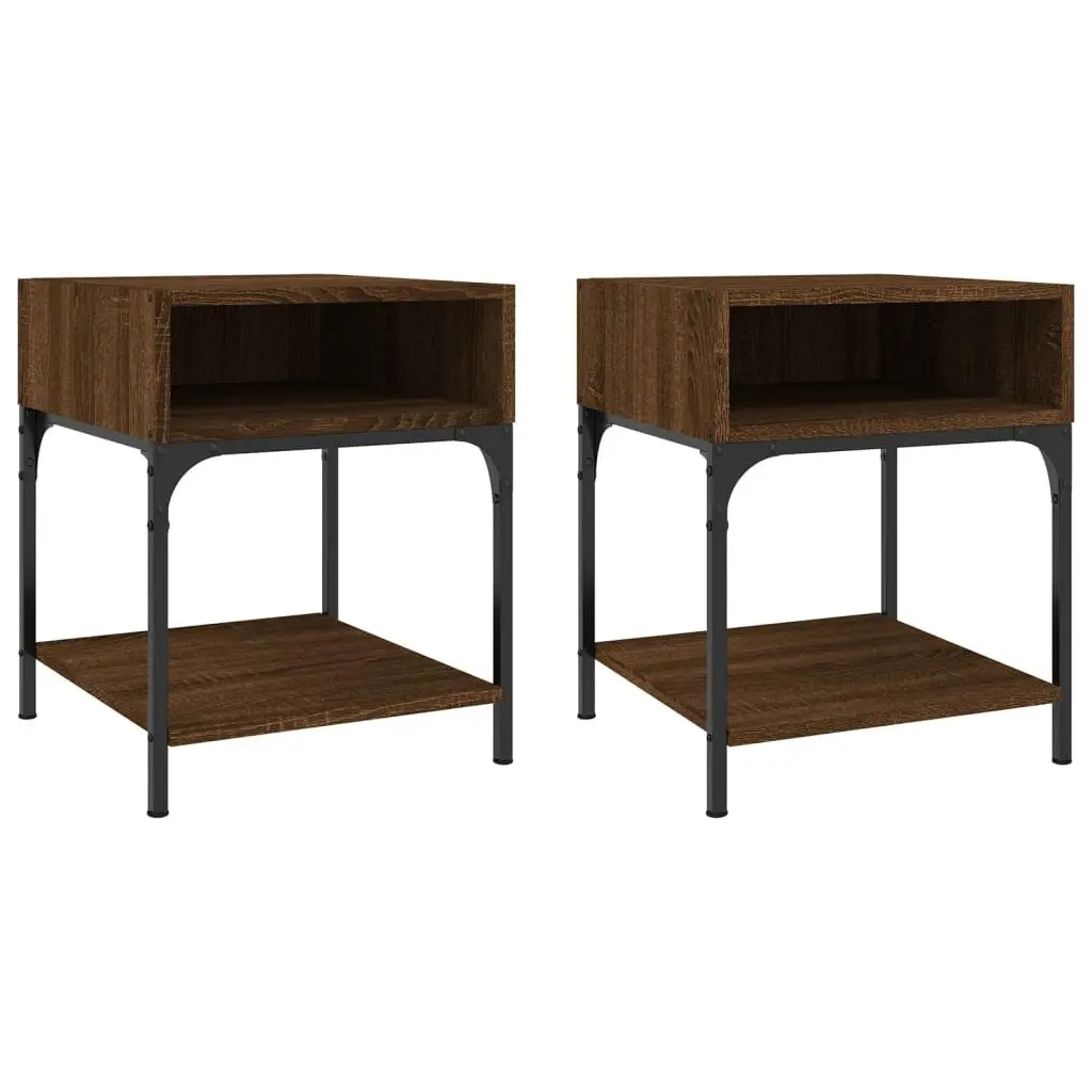 Bedside Tables Nightstand Storage Cabinet 40x41x50 cm Brown Oak 2 pcs