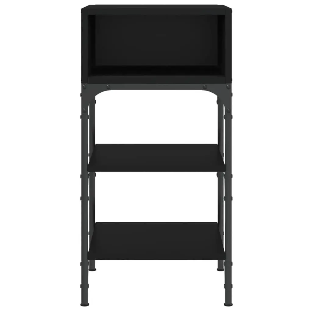Bedside Table Black Engineered Wood Nightstand 35x34.5x70cm Storage Cabinet