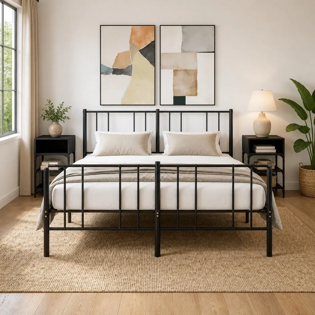 Bedside Tables 2 pcs Black 35x34.5x70 cm Engineered Wood Nightstand Storage