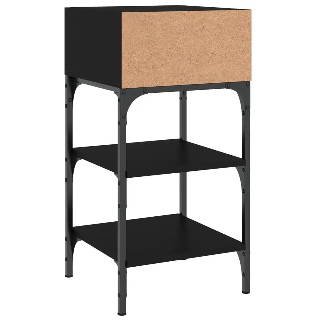 Bedside Tables 2 pcs Black 35x34.5x70 cm Engineered Wood Nightstand Storage
