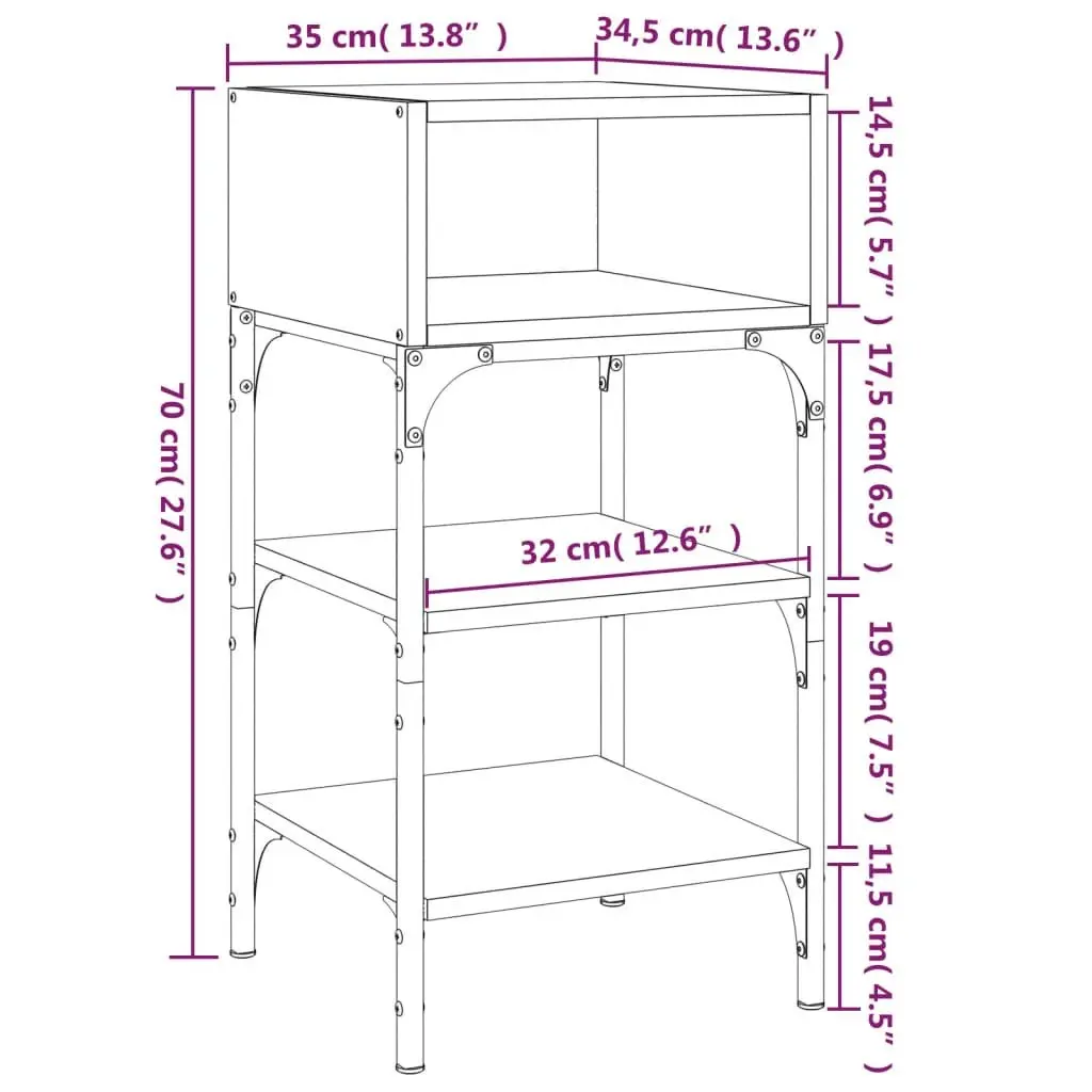 Bedside Tables 2 pcs Brown 35x34.5x70 cm Engineered Wood Nightstand Storage
