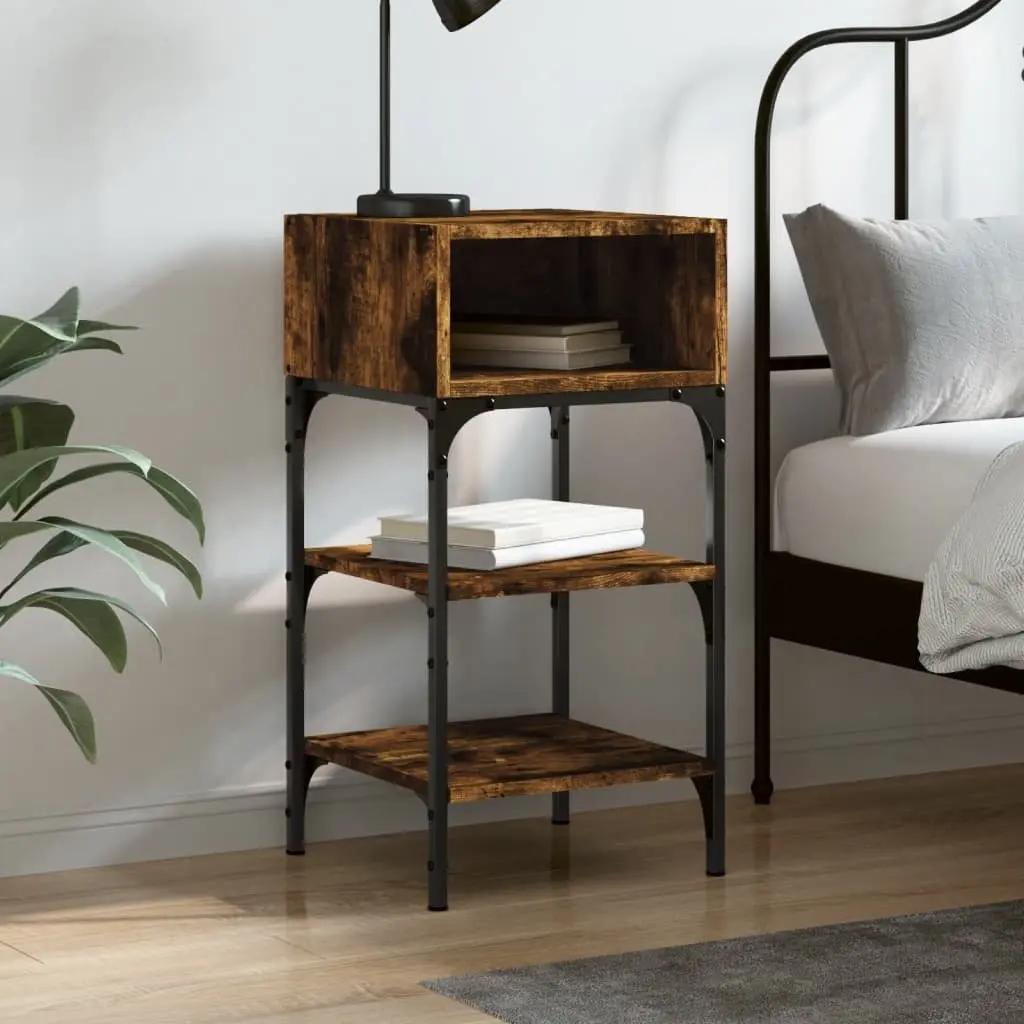 Bedside Table Storage Night Stand 35x34.5x70cm Brown Engineered Wood