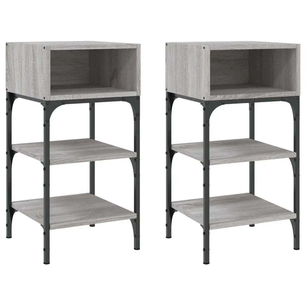 Bedside Tables 2 pcs Grey Sonoma Engineered Wood Nightstand 35x34.5x70 cm