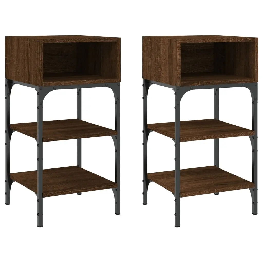 Bedside Tables Storage Display 35x34.5x70 cm Brown Oak Engineered Wood 2 pcs