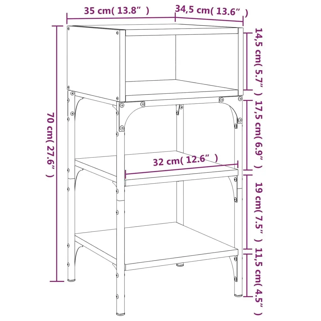 Bedside Tables Storage Display 35x34.5x70 cm Brown Oak Engineered Wood 2 pcs