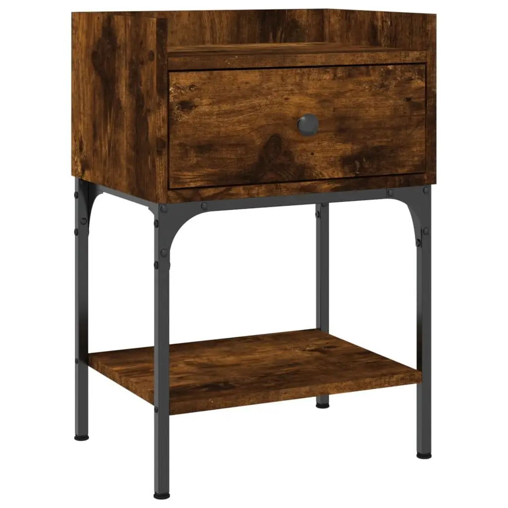 Bedside Tables Storage Brown 40.5x31x60 cm Engineered Wood Nightstand Cabinet 2 Piece