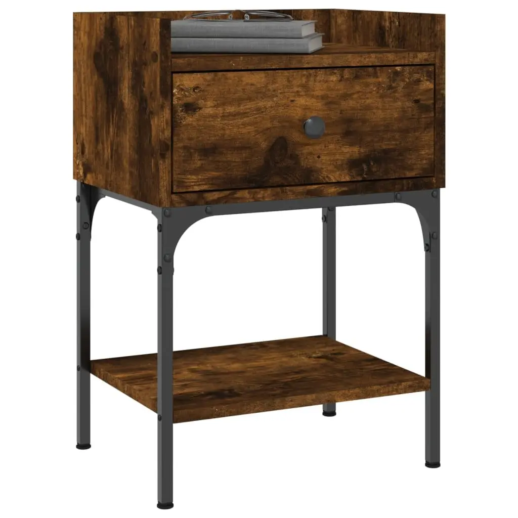 Bedside Tables Storage Brown 40.5x31x60 cm Engineered Wood Nightstand Cabinet 2 Piece