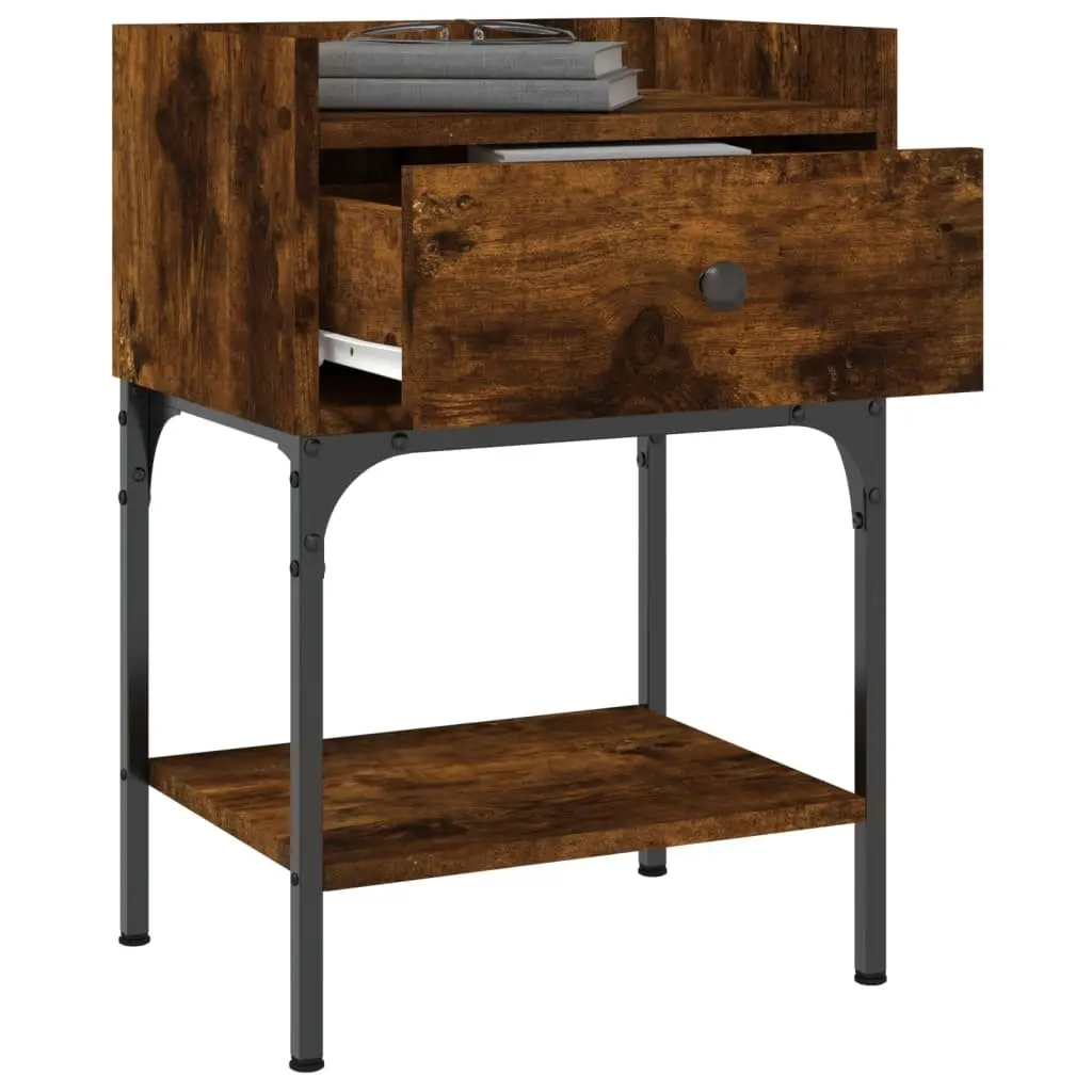 Bedside Tables Storage Brown 40.5x31x60 cm Engineered Wood Nightstand Cabinet 2 Piece