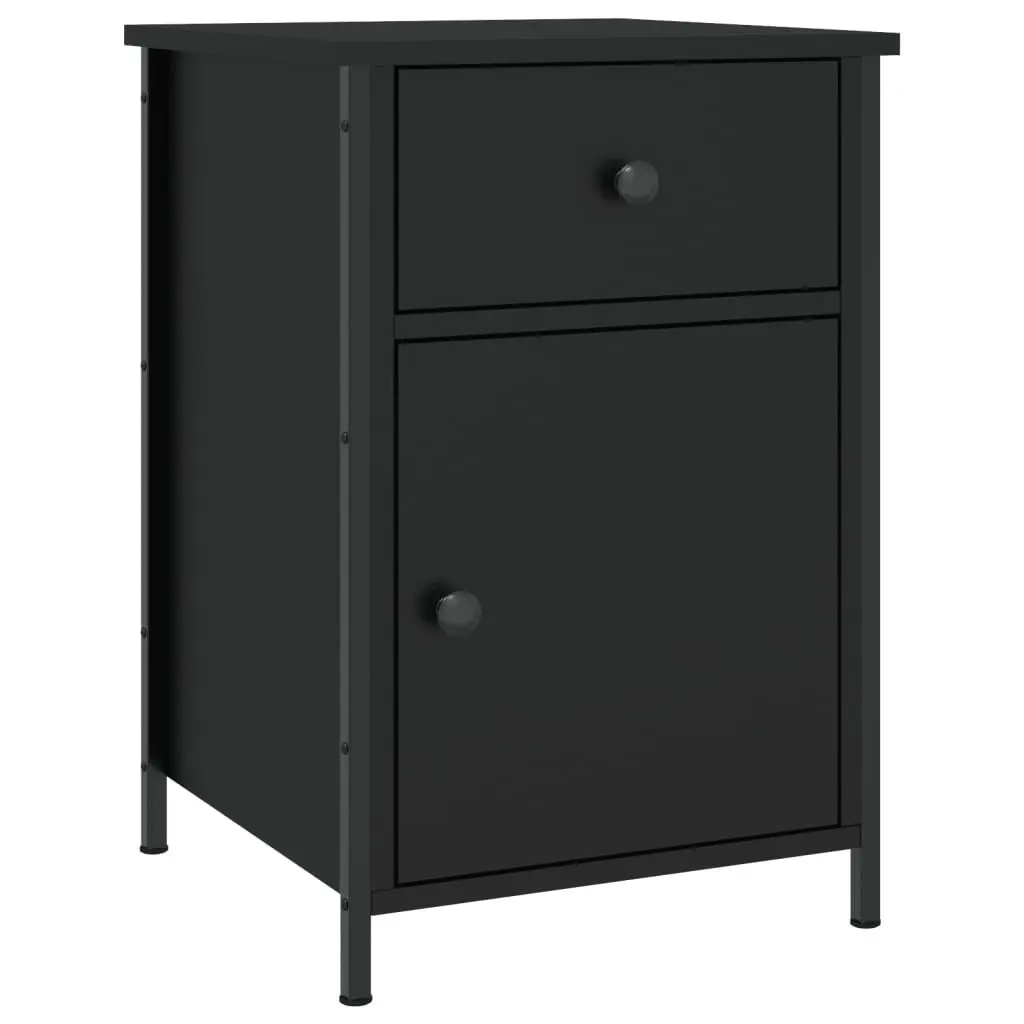 Bedside Cabinets Storage 40x42x60 cm Black 2 Piece Engineered Wood Nightstand