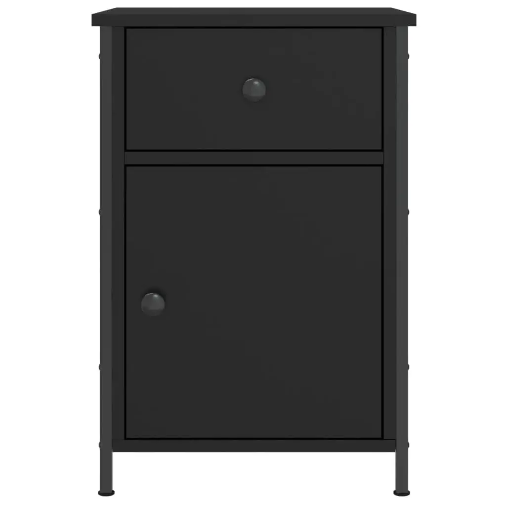 Bedside Cabinets Storage 40x42x60 cm Black 2 Piece Engineered Wood Nightstand