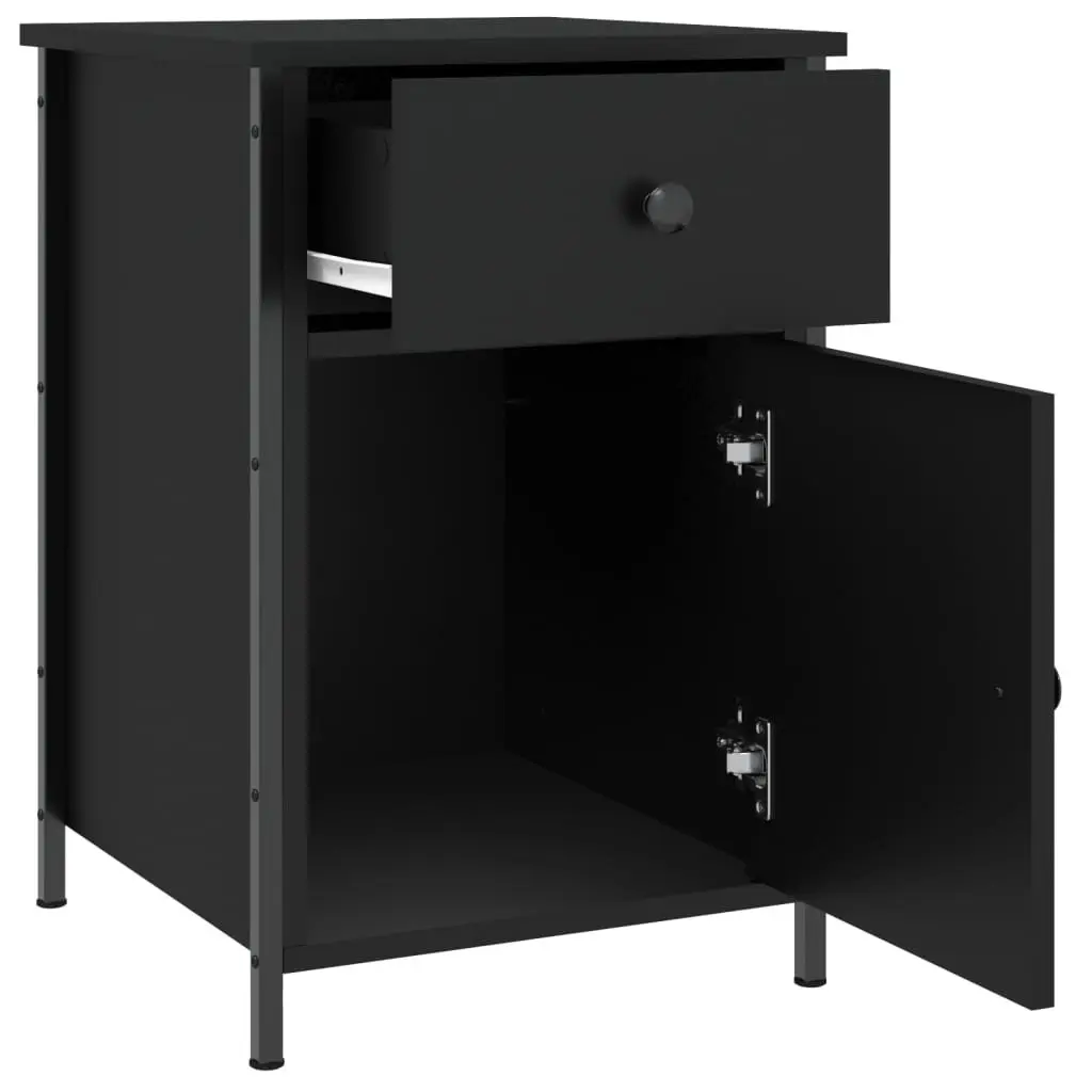 Bedside Cabinets Storage 40x42x60 cm Black 2 Piece Engineered Wood Nightstand