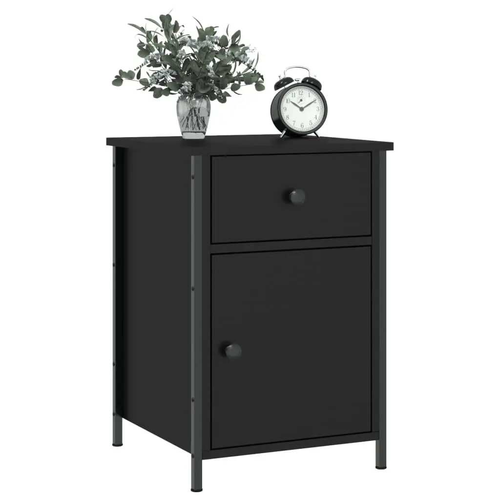 Bedside Cabinets Storage 40x42x60 cm Black 2 Piece Engineered Wood Nightstand