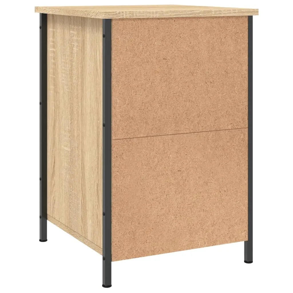 2 Piece Nightstand Brown Engineered Wood Bedroom Storage Cabinet