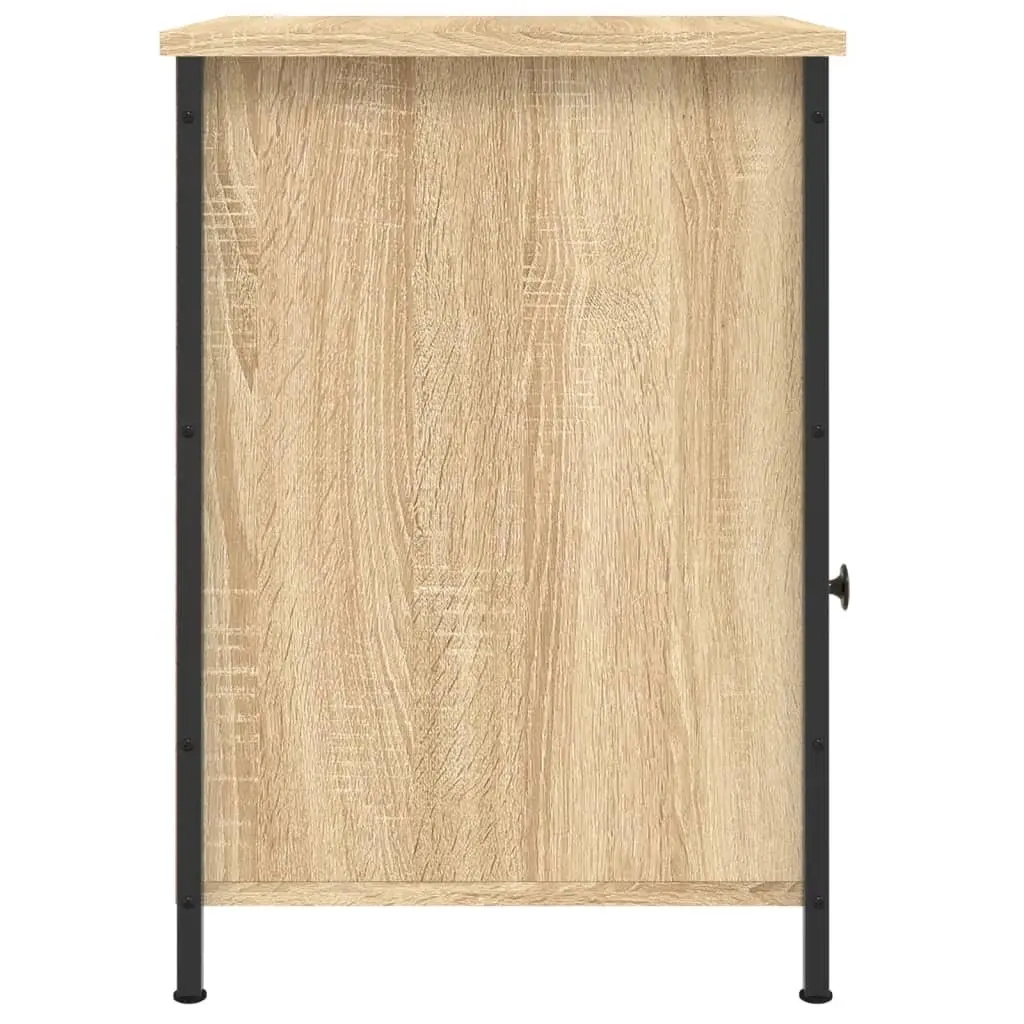 2 Piece Nightstand Brown Engineered Wood Bedroom Storage Cabinet