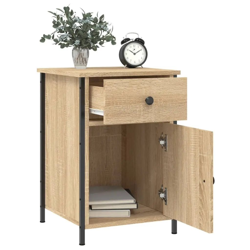 2 Piece Nightstand Brown Engineered Wood Bedroom Storage Cabinet