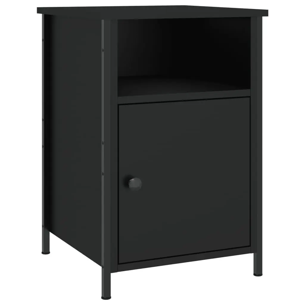 2 pcs Black Bedside Cabinets with Storage