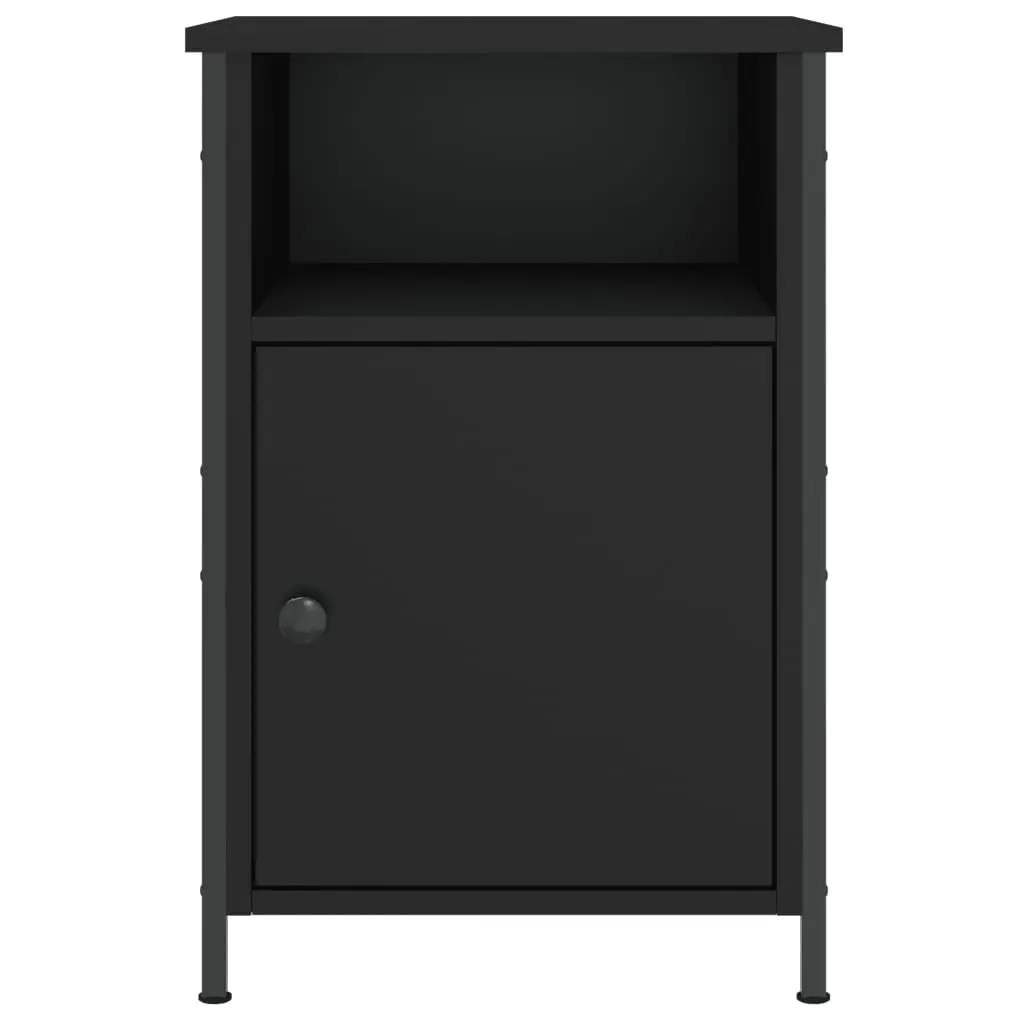 2 pcs Black Bedside Cabinets with Storage