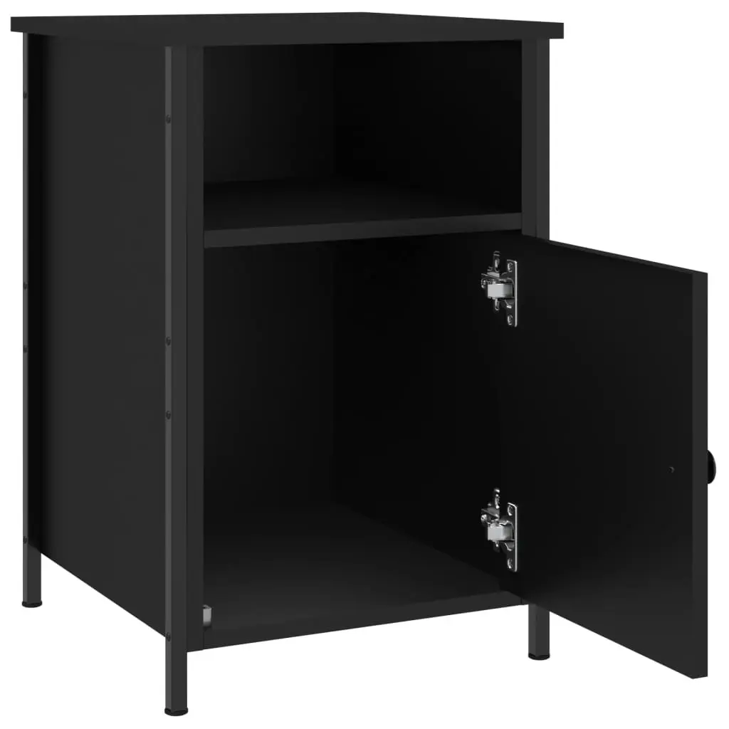 2 pcs Black Bedside Cabinets with Storage