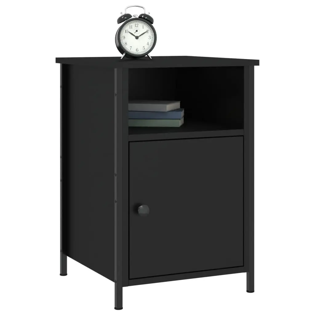 2 pcs Black Bedside Cabinets with Storage