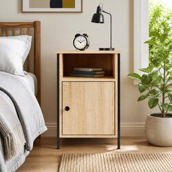 Bedside Cabinet Brown Engineered Wood Nightstand Storage Furniture 40x42x60cm