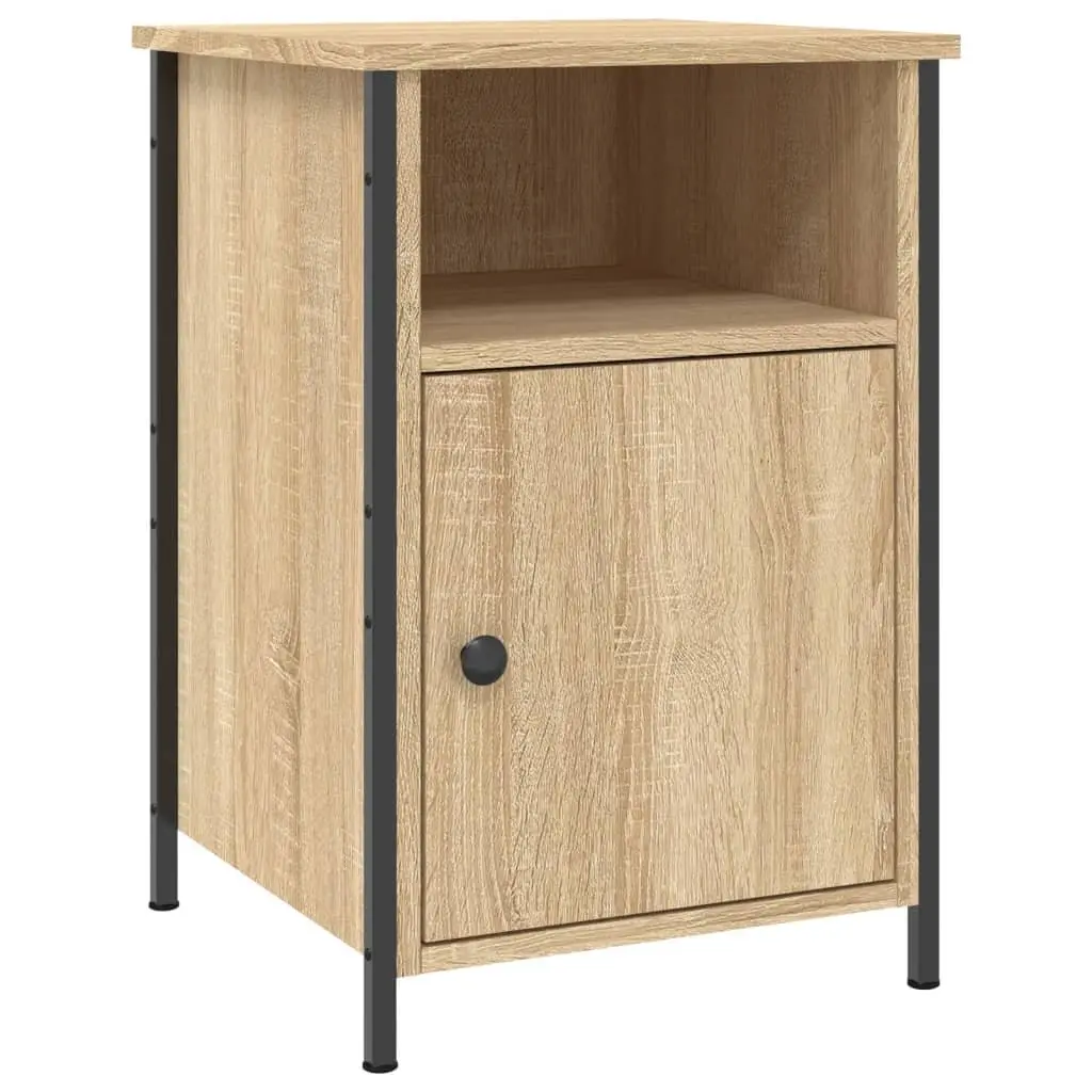 Bedside Cabinets Storage Organiser 2 Piece Brown Engineered Wood Nightstands