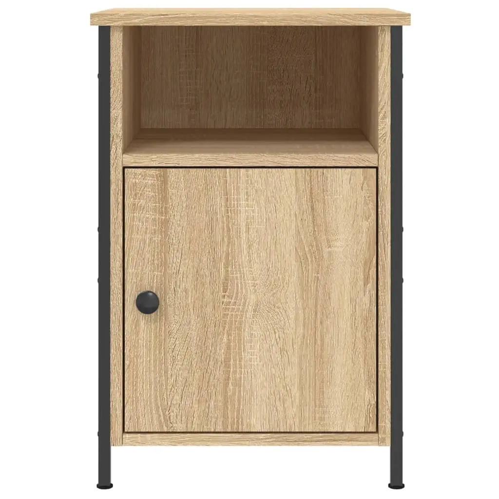 Bedside Cabinets Storage Organiser 2 Piece Brown Engineered Wood Nightstands
