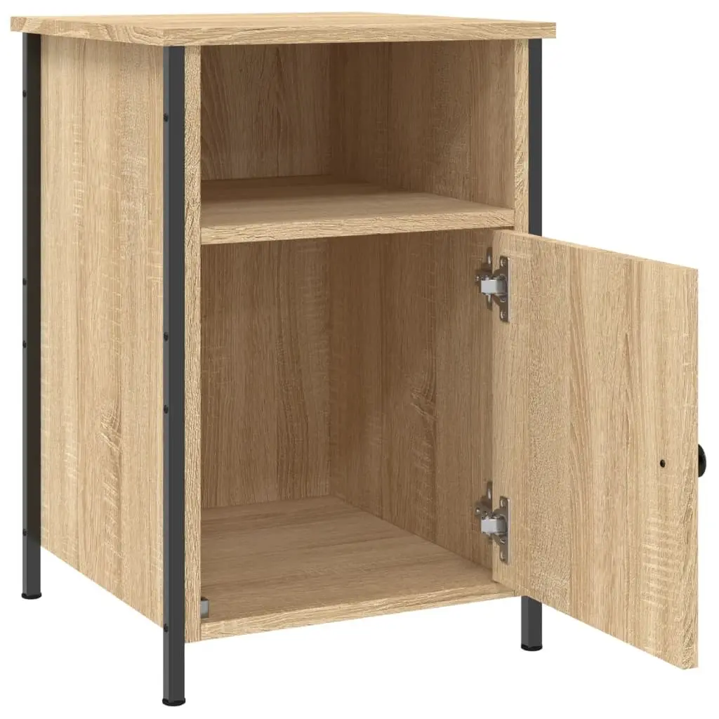 Bedside Cabinets Storage Organiser 2 Piece Brown Engineered Wood Nightstands