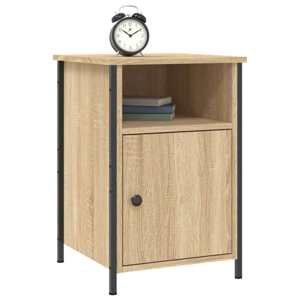 Bedside Cabinets Storage Organiser 2 Piece Brown Engineered Wood Nightstands