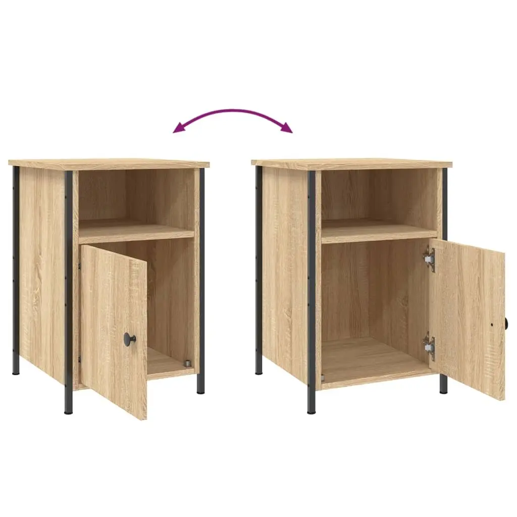 Bedside Cabinets Storage Organiser 2 Piece Brown Engineered Wood Nightstands