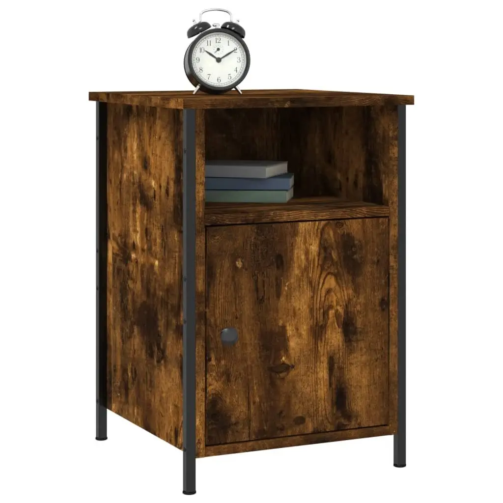 Bedside Cabinet Storage Nightstand Table 40x42x60cm Smoked Oak 2 Piece