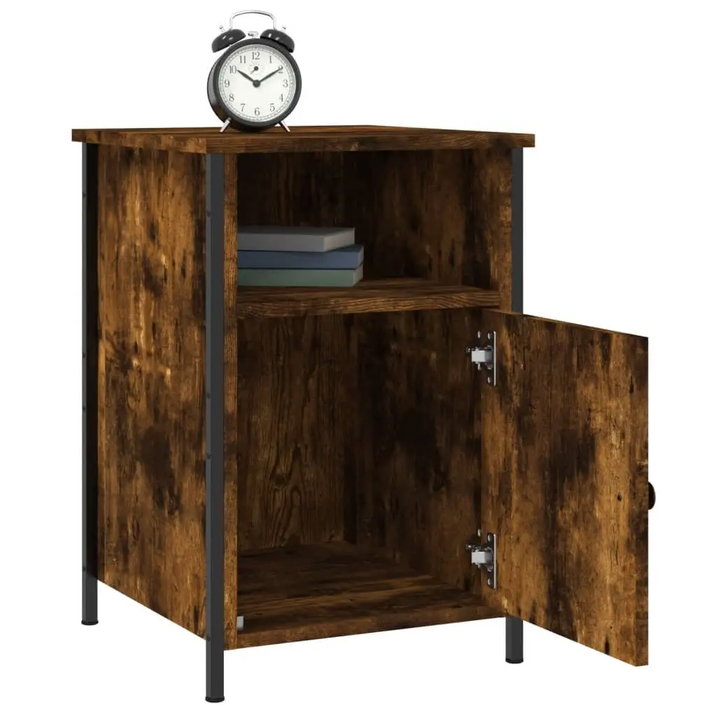 Bedside Cabinet Storage Nightstand Table 40x42x60cm Smoked Oak 2 Piece