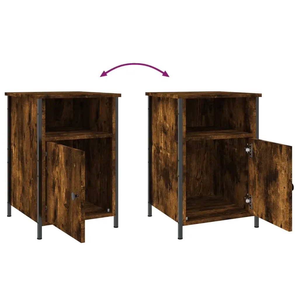 Bedside Cabinet Storage Nightstand Table 40x42x60cm Smoked Oak 2 Piece