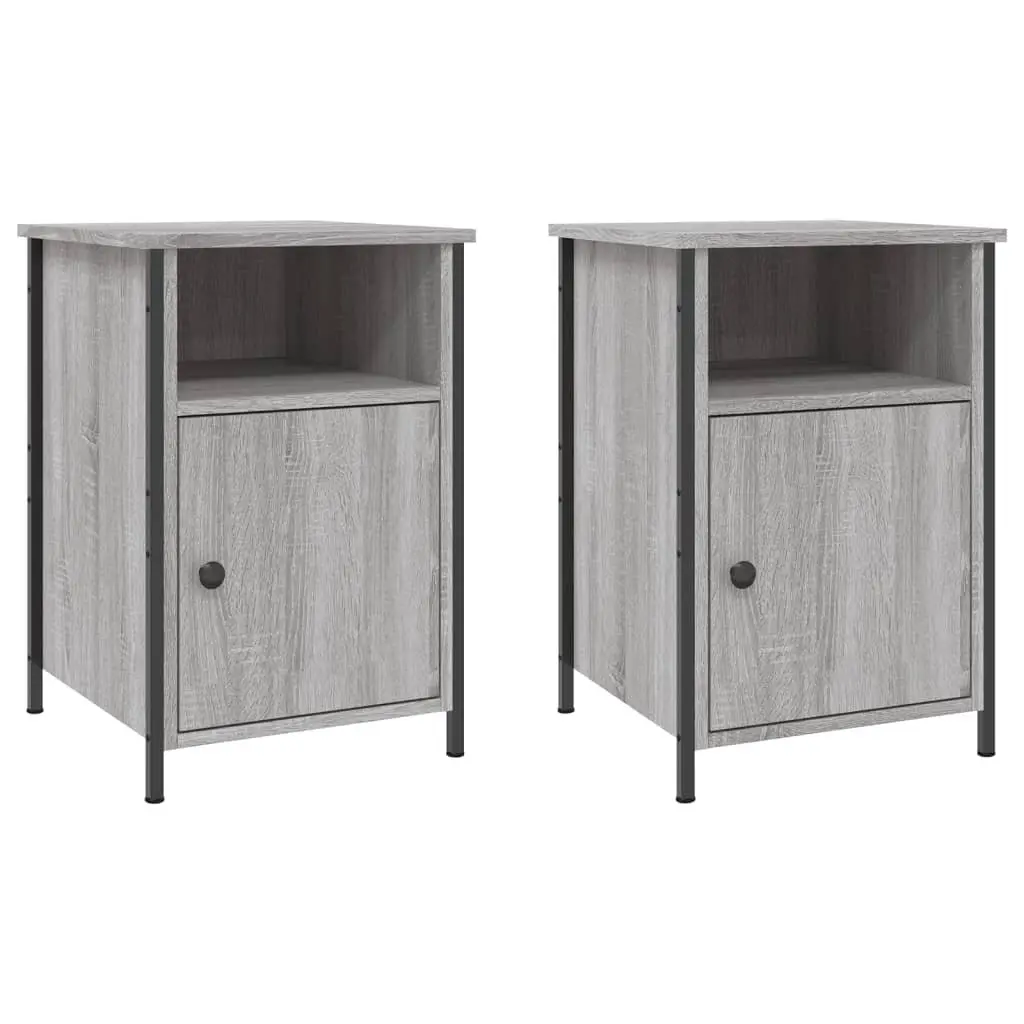 Bedside Cabinets 2 pcs Grey Sonoma Engineered Wood Nightstand Storage 40x42x60cm